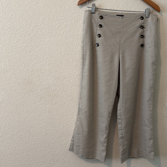 Ann Taylor Factory Linen Blend Crop Sailor Pants,size 8P,natural color,side zip - Picture 11 of 12